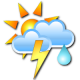 Chance of rain showers or flurries. Risk of thunderstorms