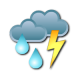 Showers. Risk of thunderstorms